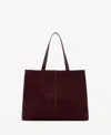 Mango Women's Suede Leather Shopper Bag In Burgundy