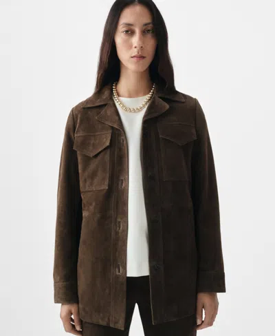 Mango Women's Suede Pockets Jacket In Brown