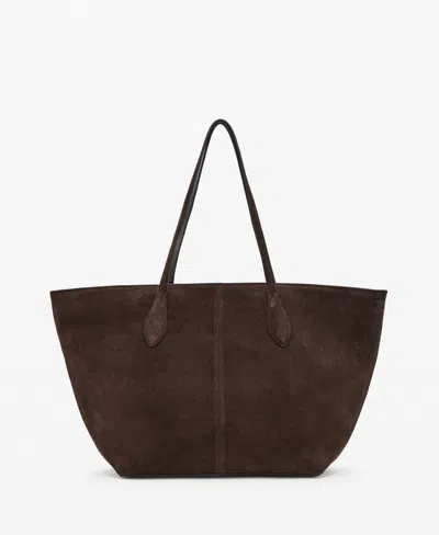 Mango Women's Suede Shopper Bag In Brown