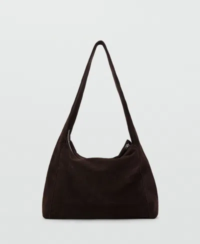 Mango Women's Suede Shopper Bag In Brown