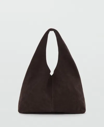 Mango Women's Suede Shopper Bag In Dark Brown