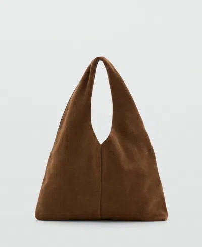 Mango Women's Suede Shopper Bag In Medium Brown