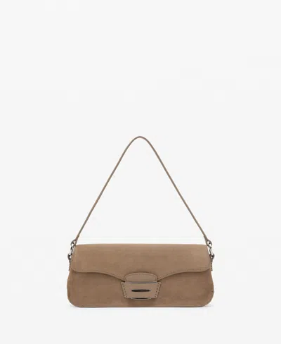 Mango Women's Suede Shoulder Bag In Brown