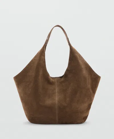 Mango Suede Shoulder Bag In Brown
