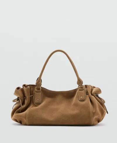 Mango Women's Suede Shoulder Bag In Brown