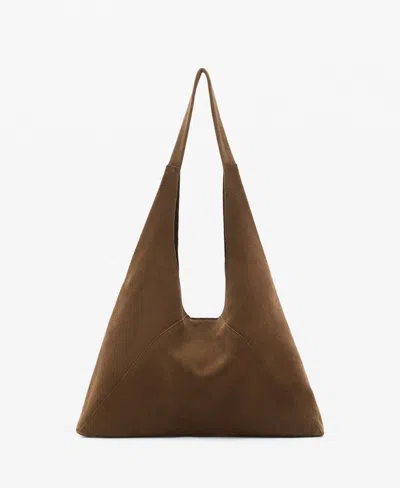 Mango Women's Suede Shoulder Bag In Green