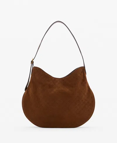 Mango Women's Suede Shoulder Bag In Leather