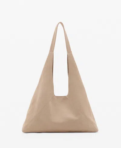 Mango Women's Suede Shoulder Bag In Sand