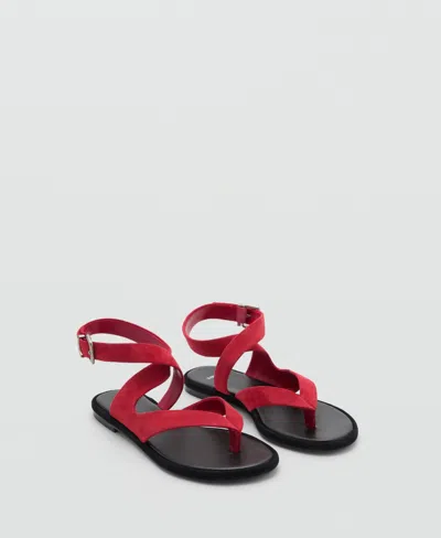 Mango Women's Suede Straps Sandals In Red