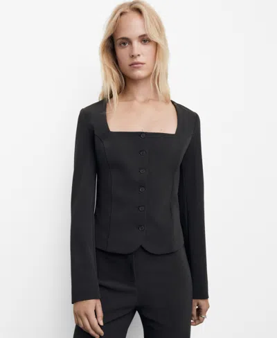 Mango Women's Tailored Cropped Blazer In Gray