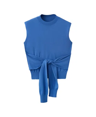 Mango Women's Tailored Knit Knot-detail Vest In Blue