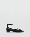 Mango Women's Tall Leg Leather Mary Janes Shoe In Black