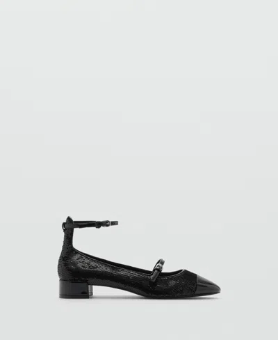 Mango Women's Tall Leg Leather Mary Janes Shoe In Black