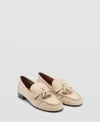 Mango Women's Tassels Detail Leather Moccasins In Beige