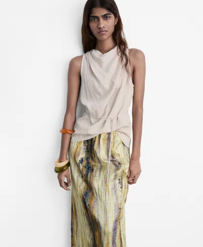 Mango Women's Textured Bow Top In Neutral