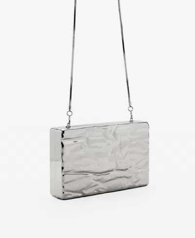 Mango Women's Textured Clutch Bag In Silver