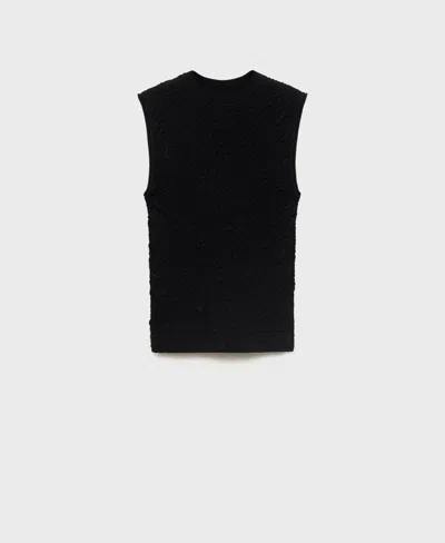 Mango Women's Textured Crepe Top In Black