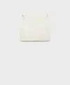 Mango Texture Sleeveless Crop Top In White
