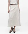 Mango Textured Flare Midi Skirt In Off White