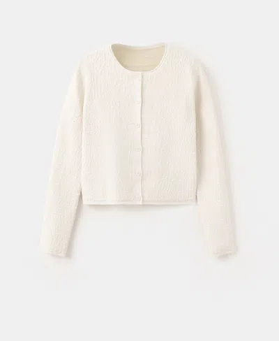 Mango Women's Textured Knit Cardigan Sweater In Gold