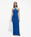 Mango Halter Neck Lurex Knit Dress Vibrant Blue In Vibrant Blue