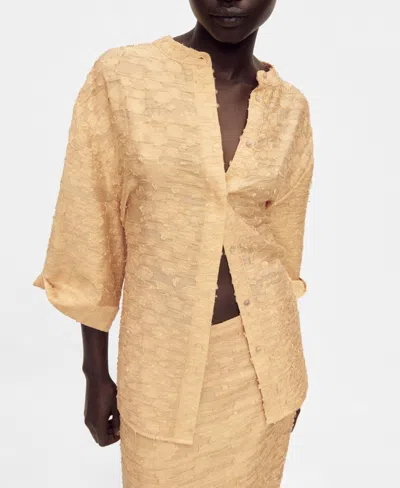Mango Women's Textured Oversize Shirt In Brown