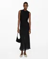 Mango Textured Skater Dress Black In Black