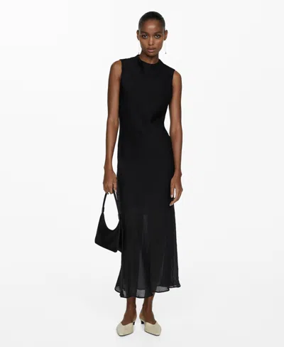 Mango Textured Skater Dress Black In Noir