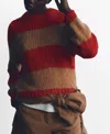 Mango Candice Stripe Crewneck Sweater In Red