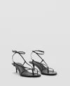 Mango Heeled Sandals With Thin Strap Black In Black