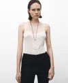 Mango Women's Thin Straps Silk Top In White