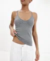 Mango Sparkly Top With Thin Straps In Light Pastel Gray