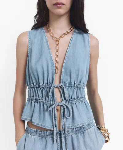 MANGO WOMEN'S TIE CLOSURE LYOCELL TOP