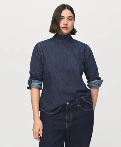 Mango Women's Tie Detail Denim Shirt In Blue
