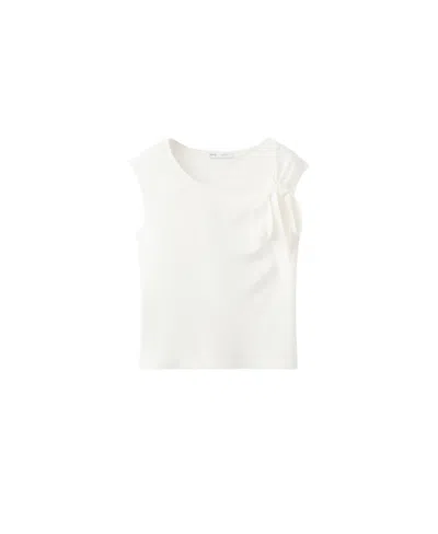 Mango Women's Tie Detail Fine-knit Sweater In White