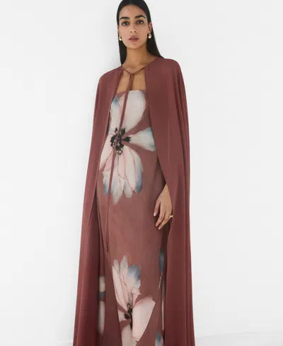Mango Women's Tie Detail Long Cape In Brown