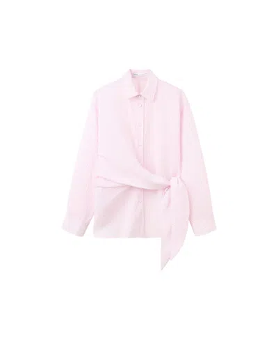 Mango Women's Tie-front Striped Blouse In Pink