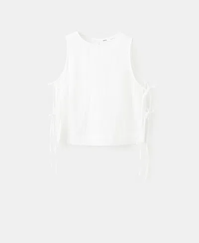 Mango Women's Ties Double Gauze Top In White