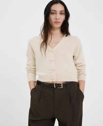 Mango Women's Ties Knitted Cardigan In Neutral