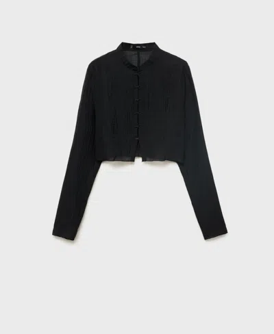 Mango Semisheer Top In Black