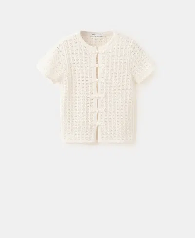 Mango Open Stitch Short Sleeve Cardigan In Multi