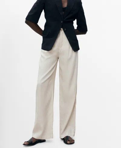 Mango Women's Tortoiseshell Button Linen Pants
