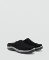 Mango Leather Clog With Track Sole Black In Black