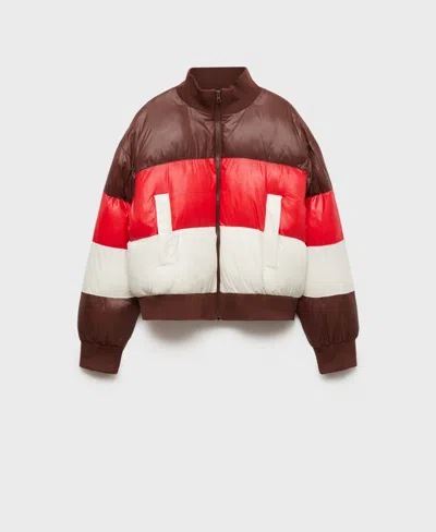 Mango Women's Tricolor Quilted Anorak In Brown