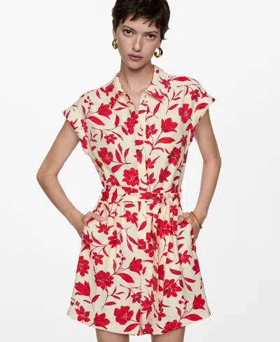 Mango Women's Tropical Print Playsuit In Red