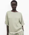Mango Oversize Blouse With Rolled-up Sleeves In Green