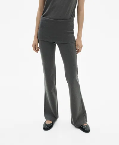 Mango Women's Turn-up Waist Flared Pants In Gray