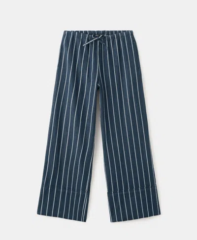 Mango Women's Turn-up Hem Striped Pants In Blue