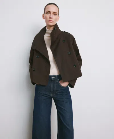 Mango Women's Turn-up Hem Wide Leg Jeans In Blue