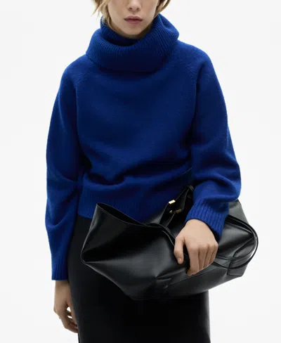 Mango Women's Turtleneck Knitted Sweater In Vibrant Blue